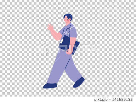 Illustration of a doctor walking with a file. Illustration of a doctor walking with a file. 141689152