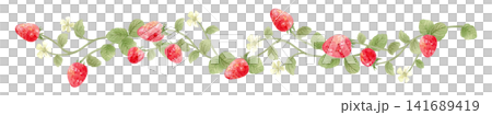 Hand-painted watercolor illustration frame of red wild strawberries Hand-painted watercolor illustration frame of red wild strawberries 141689419