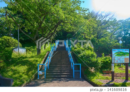神奈川県厚木市の天覧台公園からの鳶尾山ハイキングコース入口 141689816