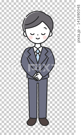 A male employee bowing (full body) A male employee bowing (full body) 141690348