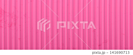 Corrugated metal container texture with vertical ribbed steel panel and zinc sheet background. Seamless industrial siding pattern 141690713