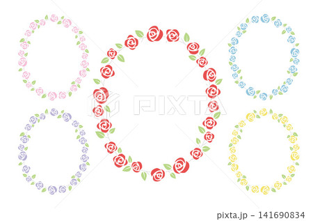 薔薇の花のオーバルフレームセット 141690834