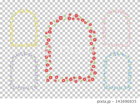Arch window-shaped floral frame set 141690835