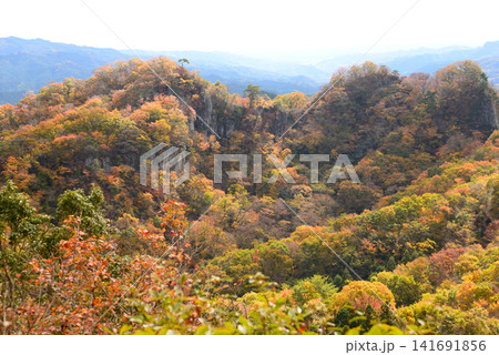 茨城県常陸太田市鍋足山 錦をまとう常陸の国の岩稜 茨城県常陸太田市鍋足山 錦をまとう常陸の国の岩稜 141691856