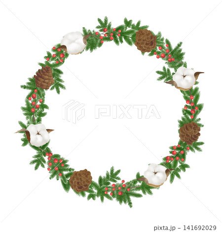クリスマスリースの水彩イラスト クリスマスリースの水彩イラスト 141692029
