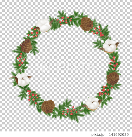 クリスマスリースの水彩イラスト クリスマスリースの水彩イラスト 141692029