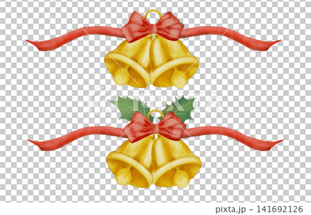 リボンで束ねたクリスマスのイラスト リボンで束ねたクリスマスのイラスト 141692126