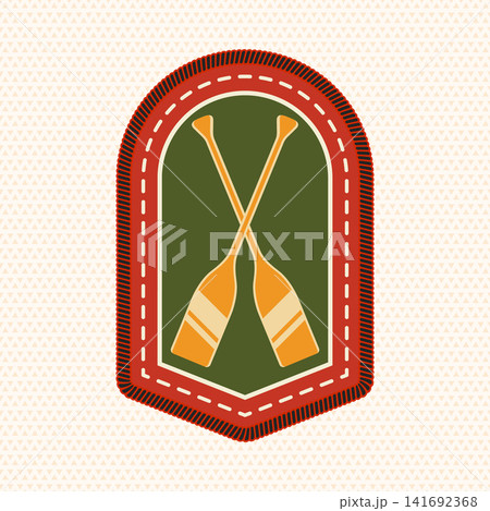 Vintage Crossed Canoe Paddles Merit Badge Vector, Retro Scout Embroidery Patch, Outdoor Camping Achievement Emblem for Apparel, Stickers and Adventure Designs Vintage Crossed Canoe Paddles Merit Badge Vector, Retro Scout Embroidery Patch, Outdoor Camping Achievement Emblem for Apparel, Stickers and Adventure Designs 141692368