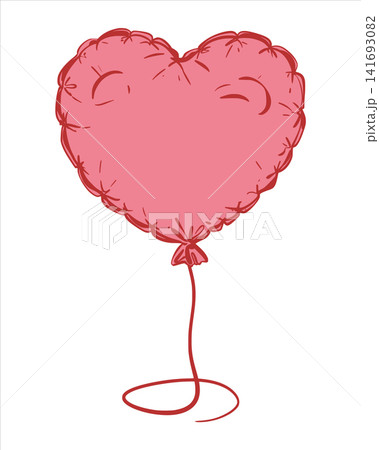 Vector pink heart shaped balloon. Clipart for Valentine's Day, love designs, greeting cards, and romantic decorations. Minimalistic style. Flying helium balloon. Coquette style. 141693082
