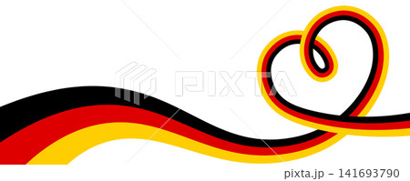Patriotic banner with curved Germany flag in heart shape isolated on transparent background. Copy space. PNG. Vector illustration Patriotic banner with curved Germany flag in heart shape isolated on transparent background. Copy space. PNG. Vector illustration 141693790