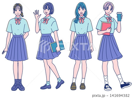 アニメ調の女子高生の立ち絵 アニメ調の女子高生の立ち絵 141694382
