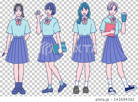 動漫風格高中女生肖像 動漫風格高中女生肖像 141694382
