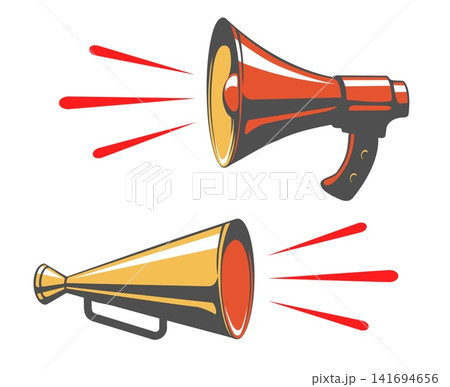 Megaphone loudspeaker bullhorn icons 141694656
