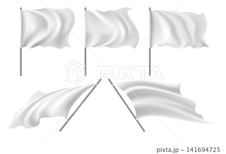 Realistic white waving flags Realistic white waving flags 141694725