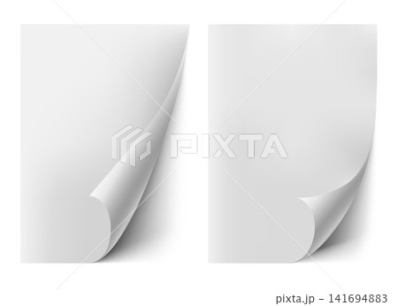 Paper sheets with curled edge 141694883