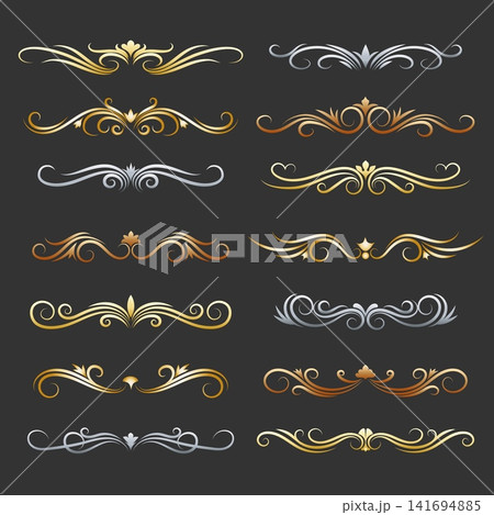 Ornate golden silver copper dividers Ornate golden silver copper dividers 141694885