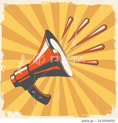 Megaphone loudspeaker vintage poster Megaphone loudspeaker vintage poster 141694895