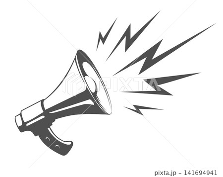 Megaphone with sound signs Megaphone with sound signs 141694941