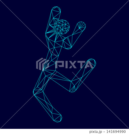 Dancer stick low poly triangulation triangulated polygonal electric cyan blue vibrant aqua neon color outline contour line Dancer stick low poly triangulation triangulated polygonal electric cyan blue vibrant aqua neon color outline contour line 141694990