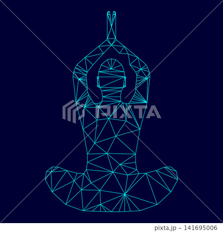 Yoga pose of woman low poly triangulation triangulated polygonal electric cyan blue vibrant aqua neon color outline contour line Yoga pose of woman low poly triangulation triangulated polygonal electric cyan blue vibrant aqua neon color outline contour line 141695006