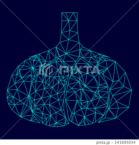 Garlic low poly triangulation triangulated polygonal electric cyan blue vibrant aqua neon color outline contour line Garlic low poly triangulation triangulated polygonal electric cyan blue vibrant aqua neon color outline contour line 141695034