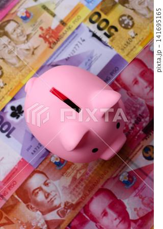 A piggy bank as a concept for storing, accumulating, and saving financial resources. A piggy bank A piggy bank as a concept for storing, accumulating, and saving financial resources. A piggy bank 141695165