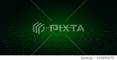 Elegant abstract green technology background featuring glowing circular particles. Elegant abstract green technology background featuring glowing circular particles. 141695678