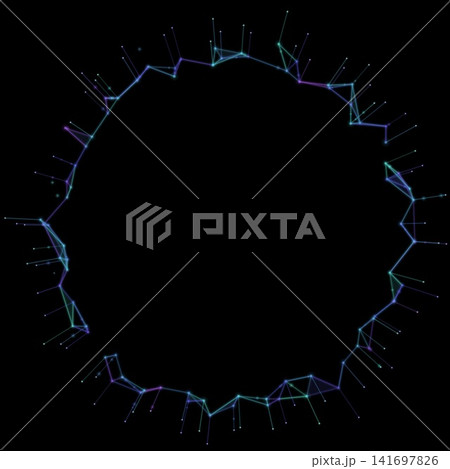 黒背景に光る点のネットワークデザイン 黒背景に光る点のネットワークデザイン 141697826
