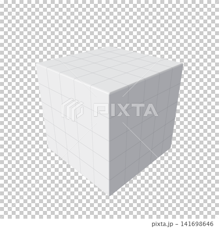 A cube with a grid pattern on a white background. 141698646