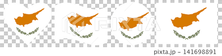 National flags of Cyprus set. Flag of Cyprus isolated in heart shape. Waving flag of Cyprus isolated. Round flag of Cyprus in circle shape. National flags of Cyprus set. Flag of Cyprus isolated in heart shape. Waving flag of Cyprus isolated. Round flag of Cyprus in circle shape. 141698891