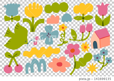 Scandinavian-style flower and plant illustration set - Little Garden Collection Scandinavian-style flower and plant illustration set - Little Garden Collection 141699135