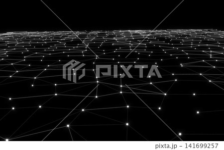 黒背景に光る点のネットワーク構造 黒背景に光る点のネットワーク構造 141699257