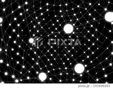 黒背景に輝くノードと線のネットワーク 黒背景に輝くノードと線のネットワーク 141699265