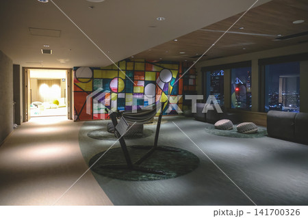 April 24 2026 Modern Showroom Lounge With Artistic Accent Walls. Japan 141700326