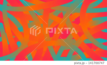 Abstract colorful background with intertwined ribbons, curved bands, layered strokes, vivid gradients, and overlapping orange, red, pink, turquoise, teal, green, and bronze shapes Abstract colorful background with intertwined ribbons, curved bands, layered strokes, vivid gradients, and overlapping orange, red, pink, turquoise, teal, green, and bronze shapes 141700747