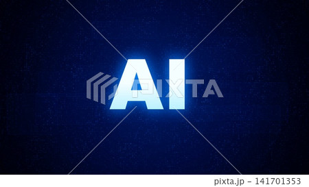 AIの文字が光る青いデジタル背景 141701353