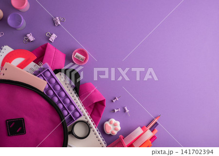 Pink Backpack Filled With School Supplies Including Notebooks Pens Pop It And Sharpener Pink Backpack Filled With School Supplies Including Notebooks Pens Pop It And Sharpener 141702394