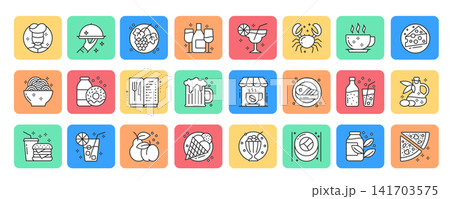 Restaurant and food outline icon set. Vector illustration. 141703575