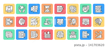 Digital marketing outline icon set. Vector illustration. Digital marketing outline icon set. Vector illustration. 141703620