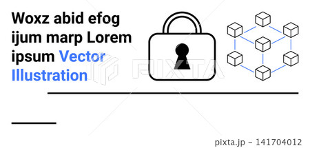 Cybersecurity, blockchain technology, data privacy, secure communication, network encryption, digital protection. Lock icon and network of blocks. Cybersecurity and blockchain technology illustration Cybersecurity, blockchain technology, data privacy, secure communication, network encryption, digital protection. Lock icon and network of blocks. Cybersecurity and blockchain technology illustration 141704012