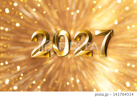 Golden 2027 numbers with radiant bokeh background celebrating New Year and festive optimism Golden 2027 numbers with radiant bokeh background celebrating New Year and festive optimism 141704314
