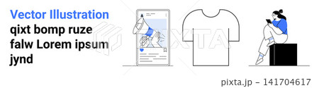E-commerce, digital platforms, mobile design, fashion design, creative concepts, digital marketing. Mobile UI, clothing template person sitting and using a phone. E-commerce and digital platforms E-commerce, digital platforms, mobile design, fashion design, creative concepts, digital marketing. Mobile UI, clothing template person sitting and using a phone. E-commerce and digital platforms 141704617