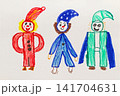 Funny little people, childrens drawing with colored markers 141704631