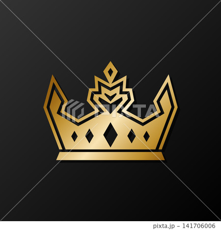 Golden geometric crown icon symbol. Decorative luxury golden emblem. Vector illustration Golden geometric crown icon symbol. Decorative luxury golden emblem. Vector illustration 141706006
