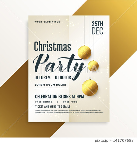 elegant christmas party flyer with golden balls elegant christmas party flyer with golden balls 141707688