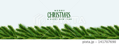 elegant christmas tree green leaves banner design 141707690