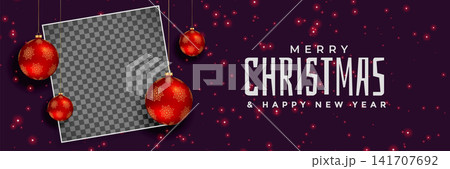 merry christmas red balls banner design 141707692