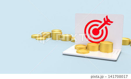 Financial Success Target With Gold Coins and Digital Growth 3d render. Financial Success Target With Gold Coins and Digital Growth 3d render. 141708017