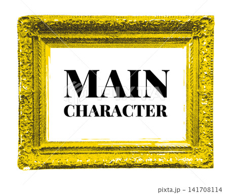 Bold Golden Retro Frame with Stippling Decoration and Main Character Typography Bold Golden Retro Frame with Stippling Decoration and Main Character Typography 141708114