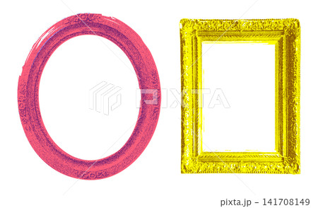 Vibrant Retro Picture Frames Collection with Stipple Texture and Pop Art Style Isolated Decorative Vector Borders for Posters Photos and Creative Design 141708149